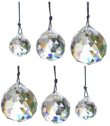 Naisfei 6 cristales atrapasueños para colgar, 20/30/40 mm, decoración de ventanas, cristal, arco iris, prisma ventana, adorno artesanal