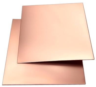 RRRST 2PCS Rein Kupferblech 10x10cm, 0.8mm Dicke, Reinheit des Kupfers 99.9%, Quadrat Kupferplatte für Schmuck DIY Handwerk Modell Malerei