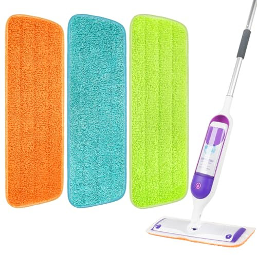 3 Pack Reusable Microfiber Mop Pads for Swiffer PowerMop, Power Mop Refill Pads for 13''-16'' Spray Mop, Machine Washable Microfiber Mop Pads for All Floor Types Cleaning, Eco Home Cleaning Mop Pad