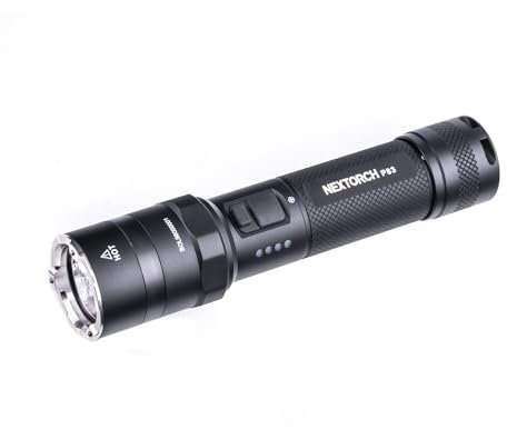 NEXTORCH P83 Rechargeable Flashlight High Lumens, 2100 Lumens Police Flashlight with Red and Blue Lights & Strobe & Ceramic Glass Breaker for Night Duty, Outdoor Adventure, Daily Use