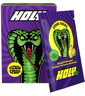 HOLY Energy Booster Probier-Box 'Citrus Cobra' Energy Drink Pulver Zitrus & Kalamansi - 10 Portionen mit NewCaff & Grüntee Extrakt - zuckerfrei, vegan, 100% natürliche Fruchtaromen