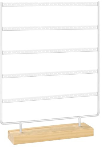 5-Etagen Ohrring-Aufbewahrungsständer mit 120 Löcher - Schmuckdisplay aus Metall & Holz für Geschäfte/Haushalt (60 Paar Ohrringe)