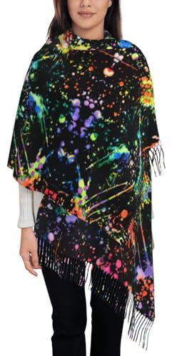 OKFSTY Kaschmir-Schal mit bunter Farbe, Schal für Damen, Kaschmir-Halstuch, Winterschal, klassisch, warm, Schwarz , Einheitsgröße