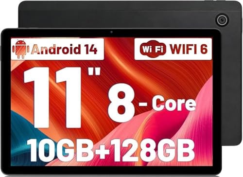 Freeski Android 14 Tablet (Versione 2025), Tablet 11 Pollici Octa-Core, 10GB+128GB(TF 1TB), 5G/2.4G WiFi, Bluetooth 5.0, 6800mAh, 5MP+8MP, 1280 * 800 HD, 2 Speaker, Tablet PC, (black)