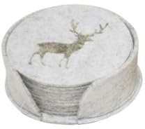 Seaside No.64 - Platzset - Tischset - Tischdekoration aus Filz - Getränke Untersetzer -mit Aufdruck Geweih - Hirsch (Untersetzer mit Aufbewahrungsbox hellgrau, 10er Set Hirsch)