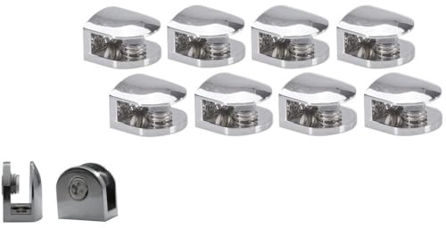 8er Set Regalhalter Chrom für Glas & Holzeinlagen