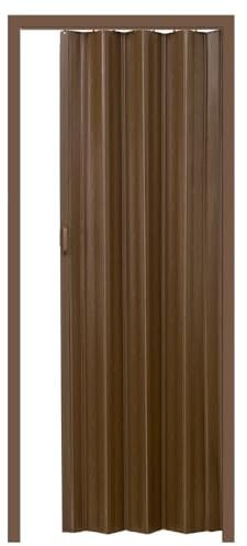 tectake® Schiebetür Komplettset, Lamellentür, Falttür, Tür 80x203 cm, Raumtrenner mit Laufschiene, Vorhang gegen Zugluft, Klapptür als Kälteschutz, Schallschutz, Holz Optik - Teak
