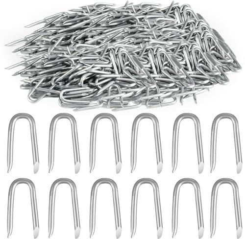600 Pcs Galvanised U Nails for Fencing, U Shaped Nails, Steel Chicken Wire Fencing Staples, Netting, Fence for Wire Mesh Woven Fencing Garden Mesh Fasteners Nails