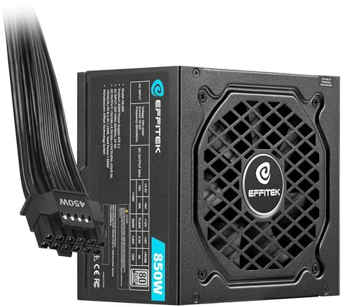 EFFITEK 850Watt ATX 3.1 Gamer Netzteil 80 Plus Silver unterstützt PCIe 5.1 GPU