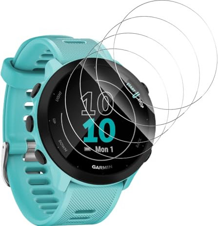 Jaavkkma 4 Piezas Protector Pantalla para Garmin Forerunner 55 Cristal Templado, Dureza 9H/Sin Burbujas, Película Protectora para Garmin Forerunner 55 - HD Transparente Vidrio Templado