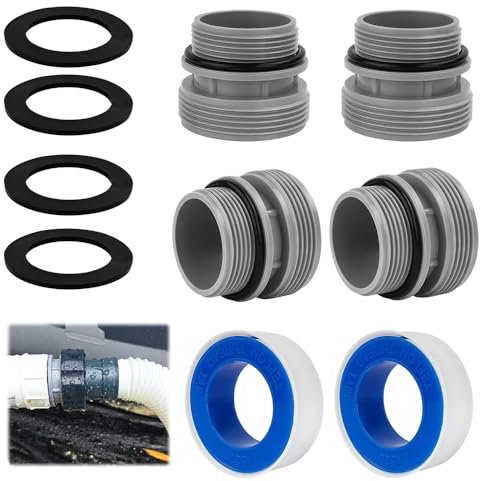 Lot de 4 adaptateurs de tuyau de piscine pour pompe de piscine, adaptateur de tuyau de piscine avec joint, pour tuyau de 40 mm à 1 1/2, compatible avec les pompes à filtre Intex, Coleman