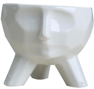 Milisten 1 Pièce Pot de Fleurs Céramique Succulent avec Visage Humain Décoration Creative pour Jardinage Bureau Blanc pour Plantes et Cactus