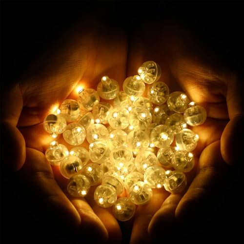 Kaleora 50 Stück LED Ballons Lichter, Runde LED Ballonlichter, Warmweiß Ballon Lichter für Weihnachtsdeko, Luftballons, Papierlaterne, Hochzeit, Geburtstag, Party Deko