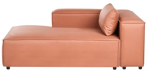 Beliani Modern Right Hand Chaise Lounge Faux Leather Upholstery Golden Brown Brande