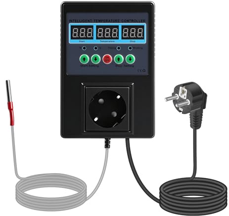 Enchufe termostato Digital 230V regulador de Temperatura 15A 1500W Enchufe termostato con sonda Modos de calefacción y refrigeración Temperature Controller pour Serre Aquarium Reptile