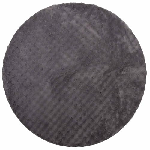 vidaXL Runder Teppich, Anthrazit, Ø 160 cm, stilvoller Teppich für Wohnzimmer, perfekter Komfort-Teppich für Schlafzimmer, multifunktional, langlebig, weicher und schicker Teppich für die M