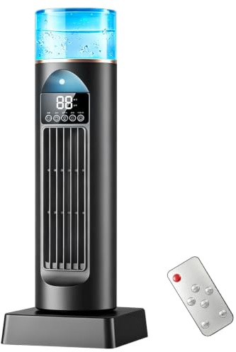 Mobile Klimaanlage, 6 in 1 Turmventilator mit Wassertank & Fernbedienung, Luftkühler mit 6 Geschwindigkeiten & 8H Timer 120°Oszillation, 7 Farben Nachtlicht, Mobiles Klimagerät für Zuhause Büro