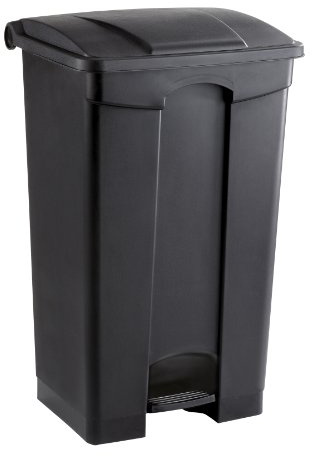 Safco Step On Plastic Trash Can with Foot Pedal, 23 Gallon Garbage Can for Kitchen, Indoor or Outdoor Use, Hands Free, Black