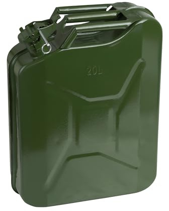 Neilsen CT1262 20L Steel Jerry Can with Leak-Proof Bayonet Closure - Green, Heavy-Duty Fuel Storage for Multi-Purpose Use
