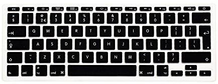 HRH English Letter Silicone Keyboard Cover Skin Protector for MacBook Air 11.6 Inch Macbook 11 A1465 A1370 European/ISO Layout-Black