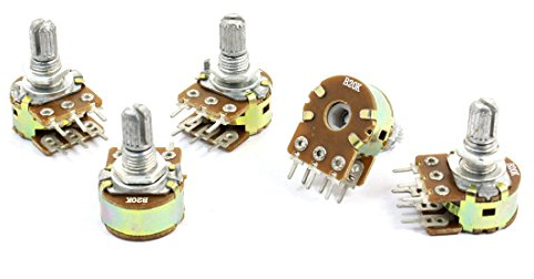 sourcing map 5 Stück 20 K Ohm gerändelt Schaft Top Dual Linear Potentiometer AC 250 V de
