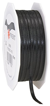 Präsent C.E. Pattberg Satin schwarz, 50 m Satinband zum Einpacken von Geschenken, 3 mm Breite, Geschenkband zum Dekorieren & Basteln, Dekoband, Anlass