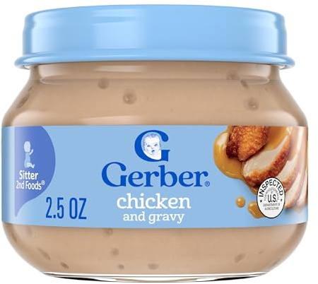 Gerber Stage 2, Chicken and Gravy Jar, Baby Food, Mealtime Poultry Puree