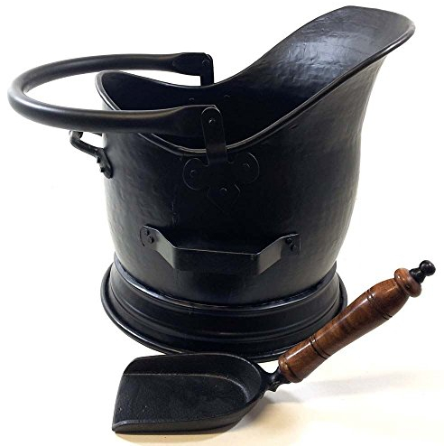 Large Fireside Black Helmet Coal Scuttle Bucket And Shovel