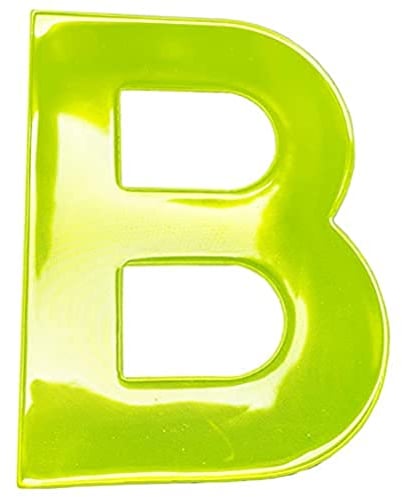Merriway BH05611 (2 Pcs) Yellow High Visibility Reflective Plastic Stick-On Wheelie Bin Post Box Crate Dust Bin Letter 75 mm (3 Inch) Letter B - Pack of 2 Pieces