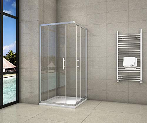AICAit Box di vetro doccia angolare con doppie porte fissi e mobili scorrevoli che si aprono 80x120cm