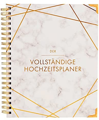 Hochzeitsplaner Deutsch Organizer Buch & Hochzeit Kalender Marmor Design Gold - German Wedding Planner 29 x 25 x 3 cm