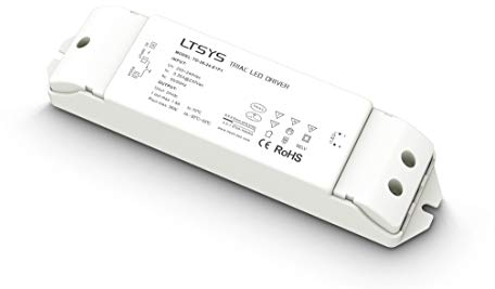 LIGHTEU®, LTECH 36W 24V DC 1.5A TRIAC LED fuente de alimentación de transformador de controlador regulable, 3 en 1 Soporte Triac ELV y fuente de alimentación regulable DIM de empuje