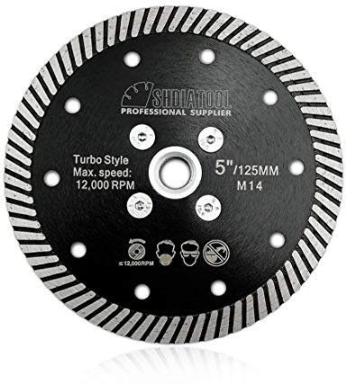 SHDIATOOL Diamantscheibe, 125 mm, schmales Sägeblatt, mit Flansch M14 für Turbo, Porzellan, Keramik, Granit, Marmor
