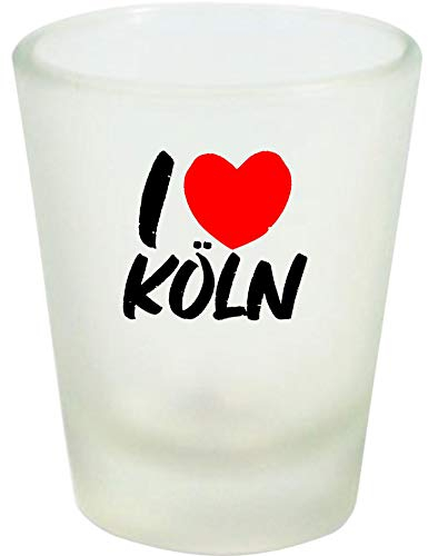 Shirtinstyle Schnapsglas Glas, I Love Köln. Urlaub Heimat Familie Zu Hause Freunde Spruch, Weiß