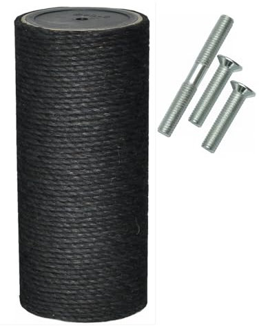 nanook Kratzstamm/Sisalsäule/Ersatzstamm für Kratzbäume - Ø 11 cm, Gewinde M8 - schwarz - Länge 45 cm - inkl. 3 Befestigungsschrauben