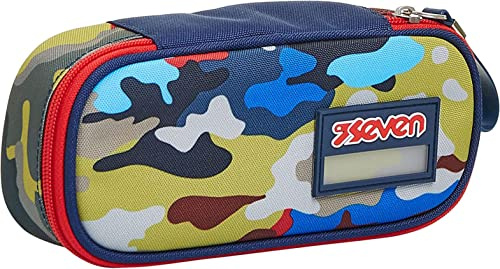 Seven Unisex Sieben Bustina-glänzende Mädchen, Bianco, Scuola, 21 cm Gepäck- Badehose, Blau (Camo Stains), 10x23x5,5 cm