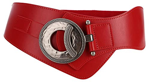 SYMOL Stretchgürtel Elastischer Gürtel Damen Taillengürtel Damen Breit 6mm Ledergürtel Große Taille 65cm-160cm Schwarz Rot Mode Frau Kleidgürtel Dehnbarergürtel.(Rot,90cm(Passt Taille 85cm-105cm))