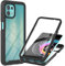 GOKEN Cover per Motorola Edge 20 Lite, 360° Custodia con Pellicola Protettiva Integrata Rugged Case, TPU Silicone Bumper + PC Retro Rigido, Nero