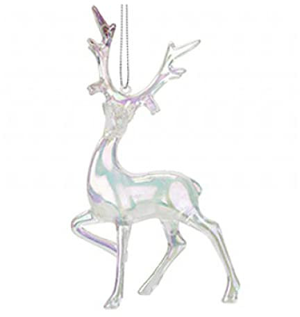 Homestreet Iridescent Shimmer Stag Hanging Christmas Decoration Magical Reindeer Fairy Tale Themed Xmas Tree Pendant