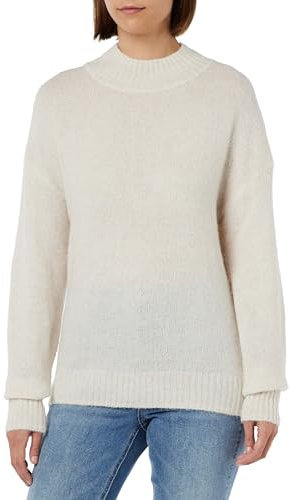 ICHI IHKAMARA LS3 Damen Strickpullover Feinstrick Pullover Strickpullover mit Turtleneck Regular-Fit, Größe:L, Farbe:Cloud Dancer (114201)
