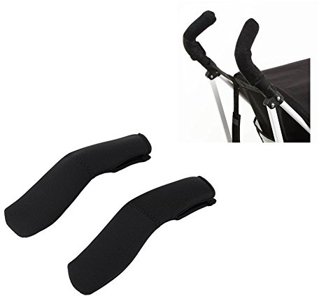 2 Stück Regenschirm-Kinderwagen-Lenkerabdeckung, staubdichtes Nylongewebe. Kinderwagen-Griffabdeckung Griffschutz-Ersatzteile Kinderwagenzubehör Schwarz