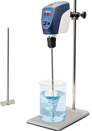 Agitatore elettrico ONiLAB, miscelatore digitale a LED con asta di agitazione, 20 l, 10000 mPas, 50~2200 giri/min, lega di alluminio (solo agitatore, supporto non incluso)