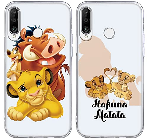 [2 Stück] Handyhülle für Huawei P30 Lite Hülle 6,15,Weich TPU Silikon Transparent Case Karikatur Niedlich Lion Motiv Muster Stoßfest Schutzhülle Kompatibel mit P30 lite New Edition,02