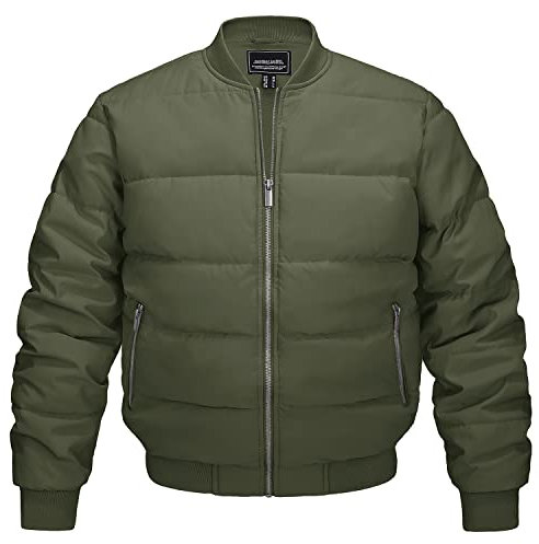 KEFITEVD Hommes Veste Décontractée Coupe-Vent Manteaux Stretch Poignets Blouson Militaire avec 2 Poches Zippées,Armée Verte,XL