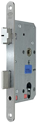 BKS Automatik Türschloss Selbstverriegelnd B 2124 für Profilzylinder 55/72/8, Edelstahl Stulp: 20 x 235mm abgerundet incl. SN-TEC Montagematerial (DIN LINKS)
