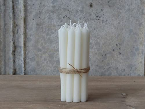 12er Pack dünne Stabkerzen H:13 cm Ø:1,2 cm div. Farben Brenndauer 2,5 Stunden Advent Weihnachten, Farbe:Creme