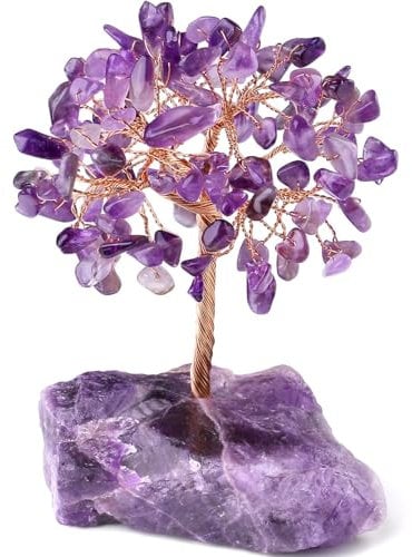 XIANNVXI Crystal Tree Amethyst Tree Purple Crystal Tree of Life Money Tree Reiki Purple Ornaments Cute Desk Accessories Unusual Gifts Women