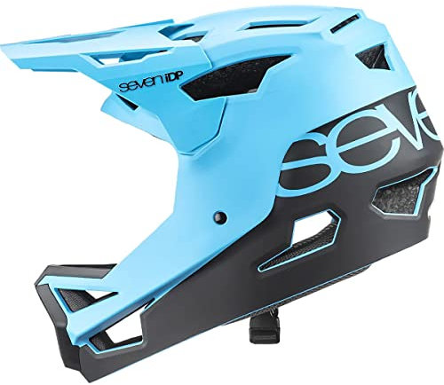 7 iDP Project 23 ABS MTB Mountain Bike Full Face Vented Bicycle Helmet (Matt Ocean Blue/Black, L)