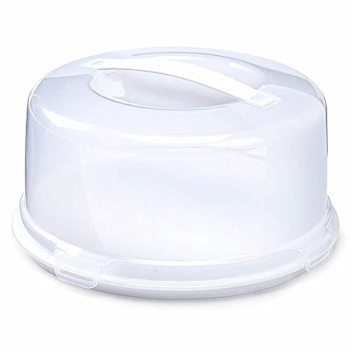 Jazooli Cake Box Carrier - Cake Board, Cake Boxes with Lockable Airtight Lid, Cake Stand with Dome Lid, Ideal Bread Storage, Non-Toxic, Dishwasher Safe, Robust Design - Round