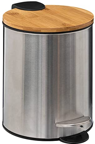 Five - Poubelle de salle de bain en Inox et Bambou Soft Close 3 L